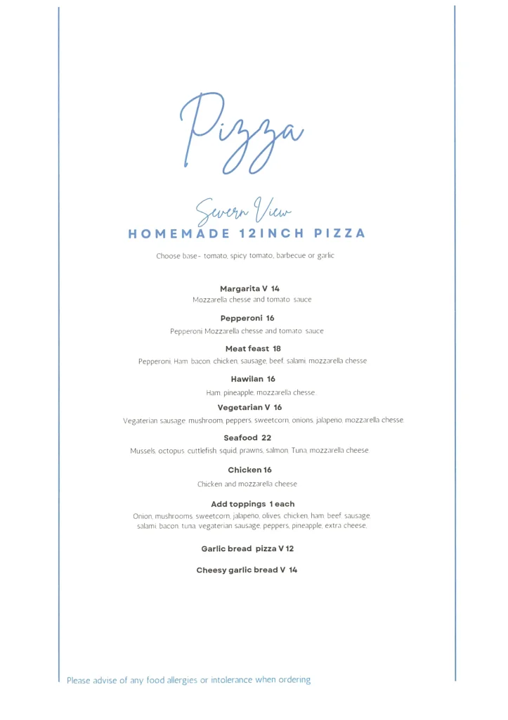 Pizza Menu